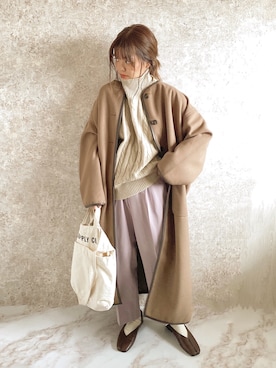 「LIPSTAR（リップスター）のマシンウォッシャブルケーブルハイネックニット/モックネック（ニット/セーター）」を使った、c h i k i 𓅰さん（レディース・150cm）の秋コーディネート