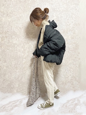 「LIPSTAR（リップスター）のマシンウォッシャブルケーブルハイネックニット/モックネック（ニット/セーター）」を使った、c h i k i 𓅰さん（レディース・150cm）の秋コーディネート