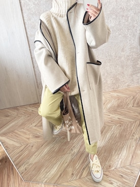 「AS KNOW AS plus（アズノゥアズプラス）のアイテム（チノパンツ）」を使った、c h i k i 𓅰さん（レディース・150cm）の冬コーディネート
