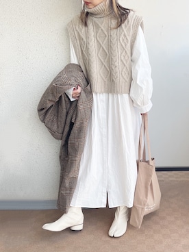 「kutir（クティール）のアイテム（チェスターコート）」を使った、c h i k i 𓅰さん（レディース・150cm）の冬コーディネート