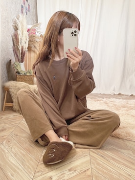 「チョコ色に染まれ」｜「アイテム（ルームウェア）」を使った、c h i k i 𓅰さん（レディース・150cm）の冬コーディネート