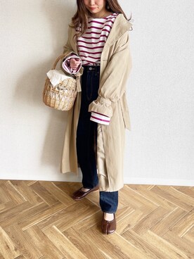 「copine」｜「アイテム（トレンチコート）」を使った、c h i k i 𓅰さん（レディース・150cm）の春コーディネート