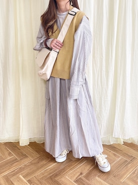 「DHOLIC STYLE（ディーホリックスタイル）のアイテム（ベスト）」を使った、c h i k i 𓅰さん（レディース・150cm）の春コーディネート