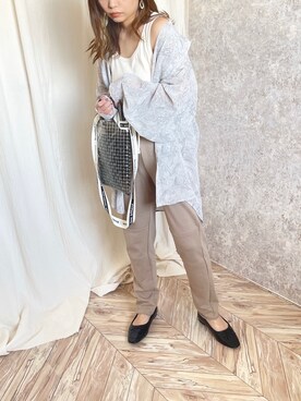 「beautiful people」｜「アイテム（スウェットパンツ）」を使った、c h i k i 𓅰さん（レディース・150cm）の春コーディネート