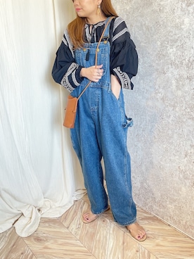 「copine」｜「アイテム（サロペット/オーバーオール）」を使った、c h i k i 𓅰さん（レディース・150cm）の春コーディネート