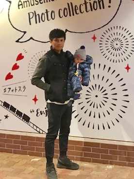 「White Mountaineering」｜「アイテム（スウェット）」を使った、Raymondさん（メンズ・170cm）の秋コーディネート