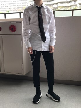「BALENCIAGA」｜「アイテム（フォーマルスーツ/小物）」を使った、asさん（メンズ・170cm）の秋コーディネート