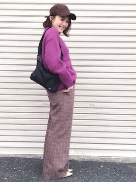 「ボリュームニット」｜「アイテム（帽子）」を使った、EMIOHIさん（レディース・153cm）の秋コーディネート