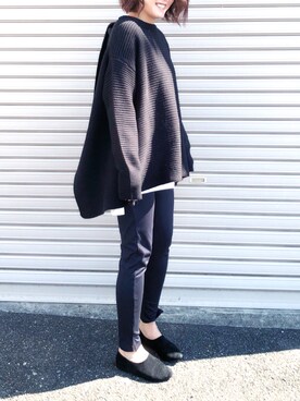 「ボリュームニット」｜「アイテム（その他シューズ）」を使った、EMIOHIさん（レディース・153cm）の秋コーディネート