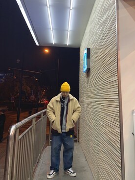 「PALACE（パレス）のアイテム（ジャケット/アウター）」を使った、Bigee.彭大餅さん（メンズ・175cm）の冬コーディネート