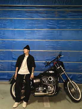 「Harley-Davidson（ハーレーダビッドソン）のアイテム（その他）」を使った、Bigee.彭大餅さん（メンズ・175cm）の夏コーディネート