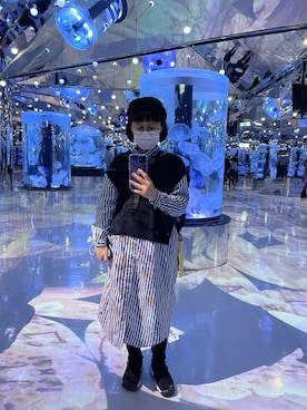 「BEAMS BOY（ビームスボーイ）のアイテム（シャツワンピース）」を使った、kiki🐰Taiwan さん（レディース・148cm）の冬コーディネート