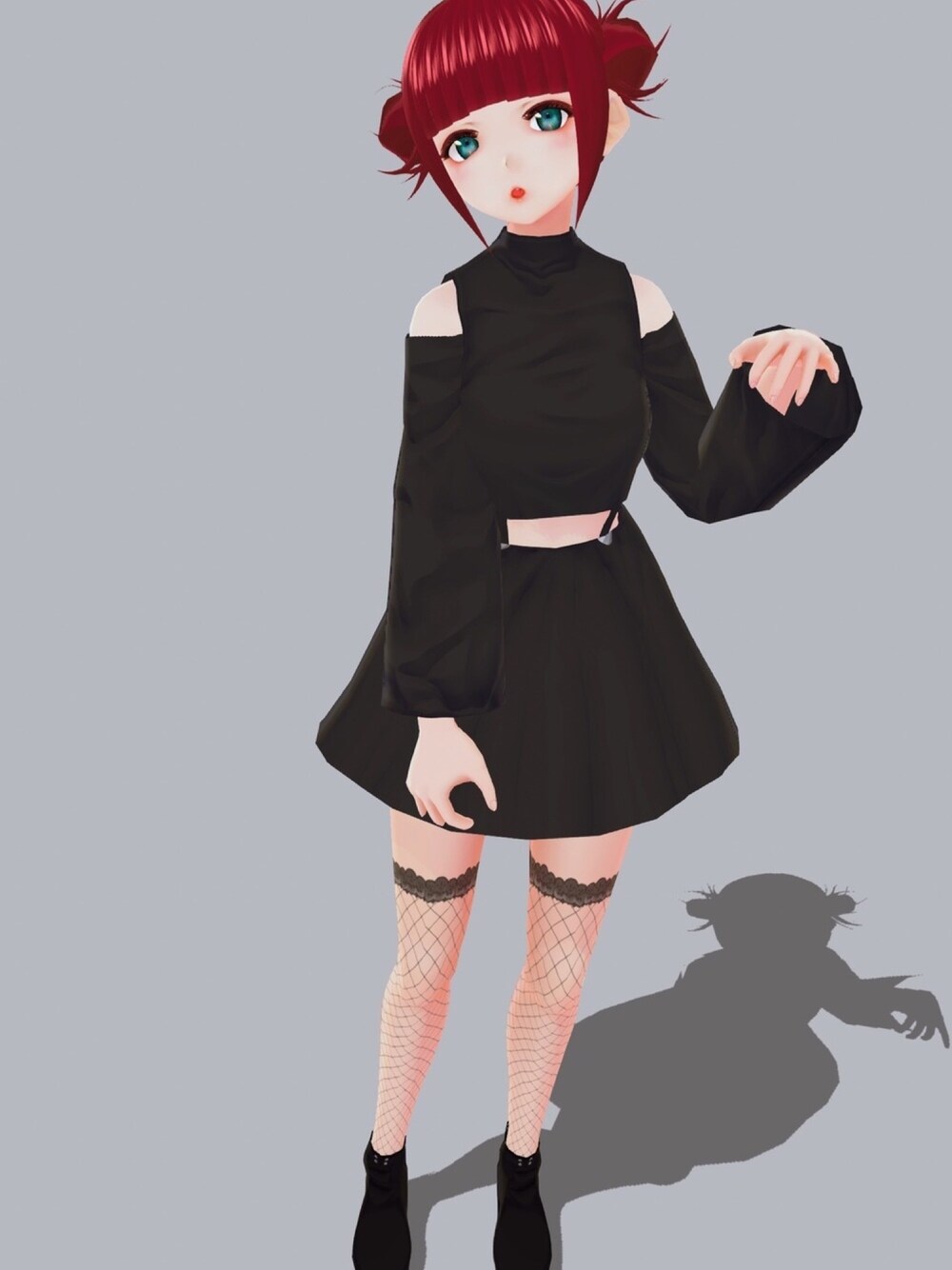 「オルチャンファッション、ワンピース、VRoid、vtuber、おうちファッション」｜「キャンディラインのアイテム（ワンピース、ブラック系）」を使った、藤林檎さん（レディース・165cm）の春コーディネートの1枚目の写真