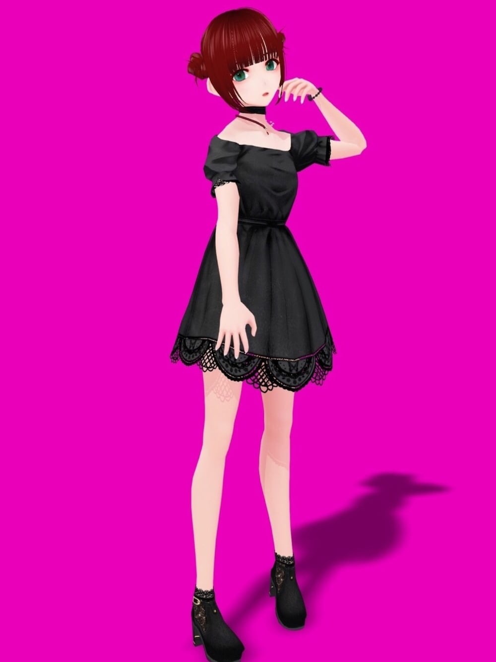 「クリスマス、VRoid、vtuber」｜「田中の犬小屋　La Perreraのアイテム（ブレスレット、ブラック系）」を使った、藤林檎さん（レディース・165cm）の冬コーディネートの1枚目の写真