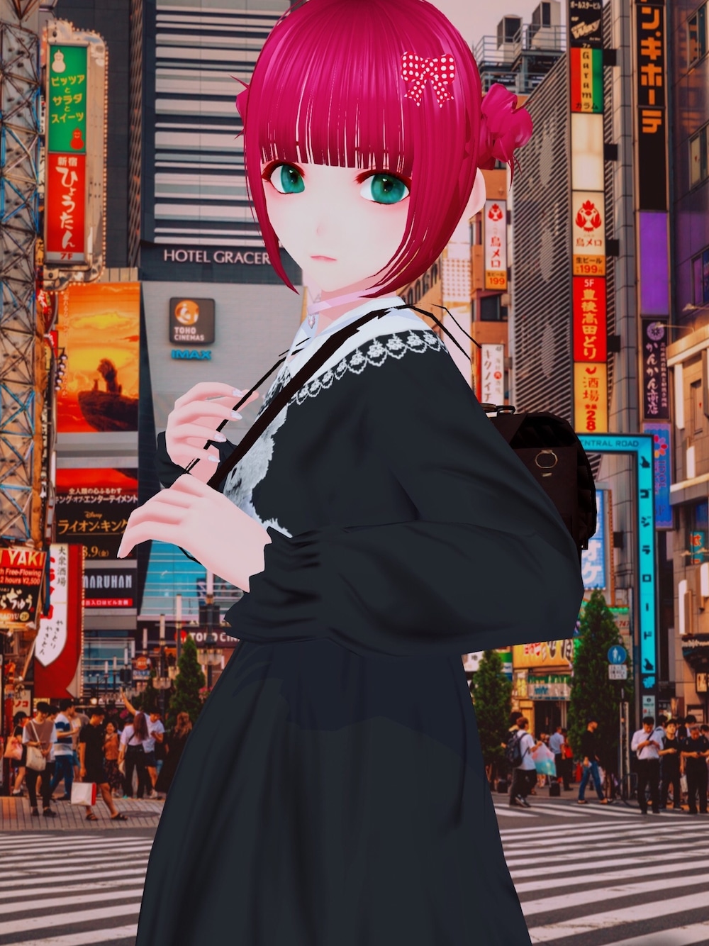 「VRoid、量産型、地雷、vtuber」｜「Studio Aopandaのアイテム（ヘアピン、レッド系）」を使った、藤林檎さん（レディース・165cm）の冬コーディネートの1枚目の写真