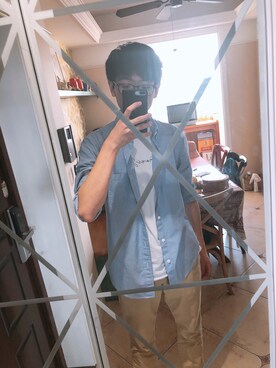 「Abercrombie&Fitch（アバークロンビーアンドフィッチ）のアイテム（チノパンツ）」を使った、Hagueさん（メンズ・173cm）の夏コーディネート