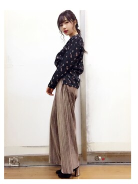 「LILY BROWN（リリーブラウン）のアイテム（パンツ）」を使った、村瀬紗英さん（レディース・159cm）の冬コーディネート