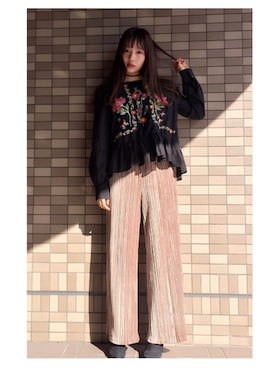 「LILY BROWN（リリーブラウン）のアイテム（パンツ）」を使った、村瀬紗英さん（レディース・159cm）の冬コーディネート