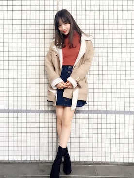 「EVRIS（エヴリス）のアイテム（ジャケット/アウター）」を使った、村瀬紗英さん（レディース・159cm）の冬コーディネート