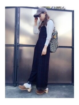 「crocs（クロックス）のアイテム」を使った、村瀬紗英さん（レディース・159cm）の冬コーディネート