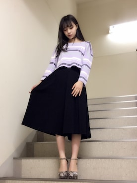 「SHEL’TTER（シェルター）のアイテム」を使った、村瀬紗英さん（レディース・159cm）の春コーディネート