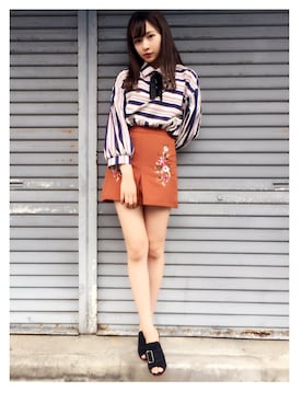 「バルーンスリーブ」｜村瀬紗英さん（レディース・159cm）の春コーディネート