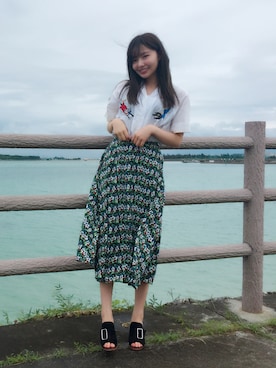 「I&ME（アイアンドミー）のアイテム」を使った、村瀬紗英さん（レディース・159cm）の夏コーディネート
