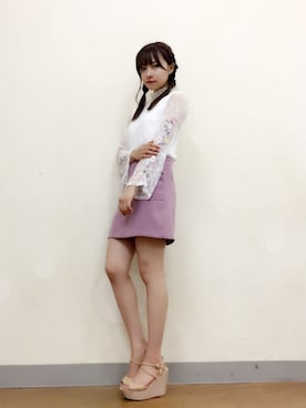 「Supreme.La.La.（シュープリームララ）のアイテム（サンダル）」を使った、村瀬紗英さん（レディース・159cm）の夏コーディネート