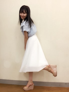 「Supreme.La.La.（シュープリームララ）のアイテム（サンダル）」を使った、村瀬紗英さん（レディース・159cm）の夏コーディネート