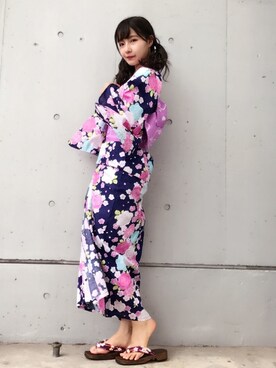 「ツインテール」｜「アイテム（浴衣）」を使った、村瀬紗英さん（レディース・159cm）の夏コーディネート