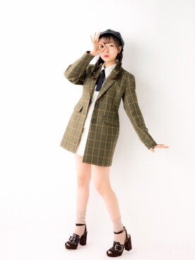 「SLY（スライ）のアイテム（その他アウター）」を使った、村瀬紗英さん（レディース・159cm）の秋コーディネート