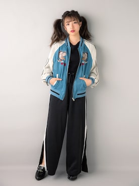 「jouetie（ジュエティ）のアイテム（ジャケット/アウター）」を使った、村瀬紗英さん（レディース・159cm）の秋コーディネート