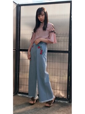 「REDYAZEL（レディアゼル）のアイテム（サンダル）」を使った、村瀬紗英さん（レディース・159cm）の秋コーディネート