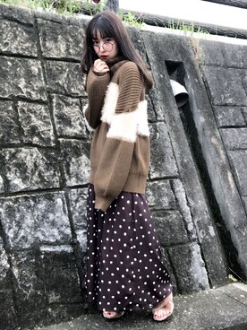 「REDYAZEL（レディアゼル）のアイテム（サンダル）」を使った、村瀬紗英さん（レディース・159cm）の秋コーディネート