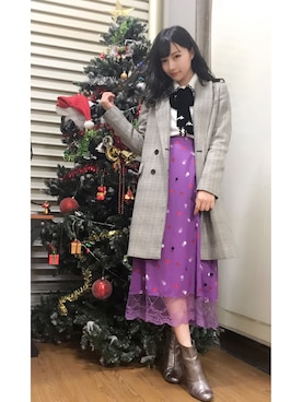 「LILY BROWN（リリーブラウン）のアイテム（ブーティ）」を使った、村瀬紗英さん（レディース・159cm）の冬コーディネート