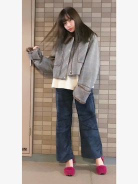 「LILY BROWN（リリーブラウン）のアイテム（シューズ）」を使った、村瀬紗英さん（レディース・159cm）の冬コーディネート
