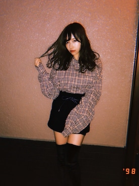 「LILY BROWN（リリーブラウン）のアイテム（パンツ）」を使った、村瀬紗英さん（レディース・159cm）の冬コーディネート