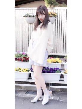 「LILY BROWN（リリーブラウン）のアイテム（シューズ）」を使った、村瀬紗英さん（レディース・159cm）の春コーディネート