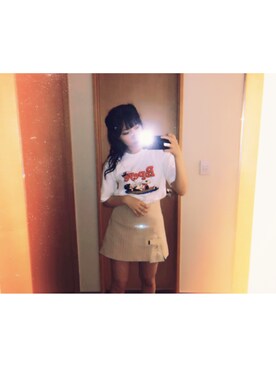 「LILY BROWN（リリーブラウン）のアイテム（Tシャツ/カットソー）」を使った、村瀬紗英さん（レディース・159cm）の春コーディネート