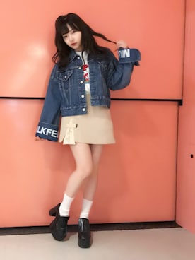 「LILY BROWN（リリーブラウン）のアイテム（Tシャツ/カットソー）」を使った、村瀬紗英さん（レディース・159cm）の春コーディネート