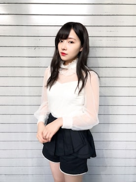 「LILY BROWN（リリーブラウン）のアイテム（その他トップス）」を使った、村瀬紗英さん（レディース・159cm）の夏コーディネート