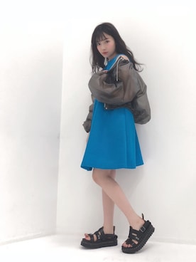 「SNIDEL（スナイデル）のアイテム（ブルゾン）」を使った、村瀬紗英さん（レディース・159cm）の夏コーディネート
