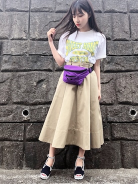 「STUSSY（ステューシー）のアイテム（バッグ）」を使った、村瀬紗英さん（レディース・159cm）の夏コーディネート