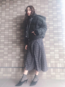 「jouetie（ジュエティ）のアイテム（ジャケット/アウター）」を使った、村瀬紗英さん（レディース・159cm）の冬コーディネート