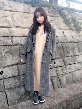 「MARC JACOBS（マークジェイコブス）のアイテム（シューズ）」を使った、村瀬紗英さん（レディース・159cm）の冬コーディネート