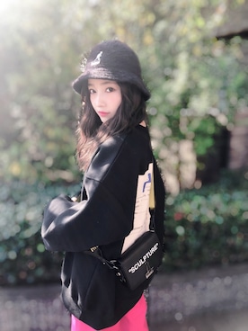 「ANDGEEBEE（アンジービー）のアイテム（スウェット）」を使った、村瀬紗英さん（レディース・159cm）の冬コーディネート