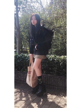 「ANDGEEBEE（アンジービー）のアイテム（スウェット）」を使った、村瀬紗英さん（レディース・159cm）の春コーディネート