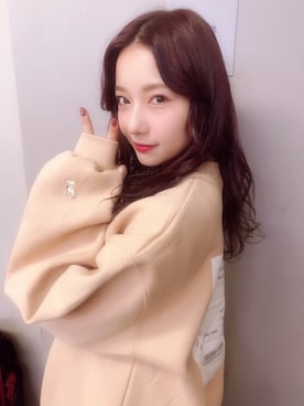 「ANDGEEBEE（アンジービー）のアイテム（スウェット）」を使った、村瀬紗英さん（レディース・159cm）の春コーディネート