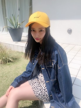 「ANDGEEBEE（アンジービー）のアイテム（デニムジャケット）」を使った、村瀬紗英さん（レディース・159cm）の春コーディネート