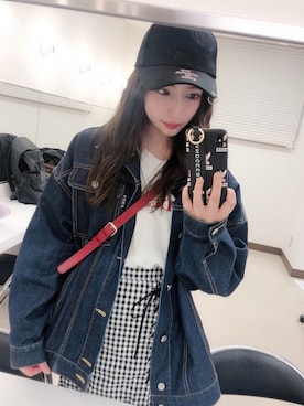 「ANDGEEBEE（アンジービー）のアイテム（デニムジャケット）」を使った、村瀬紗英さん（レディース・159cm）の春コーディネート